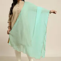 Varanga Green Chiffon Solid Duppatta-picture-29