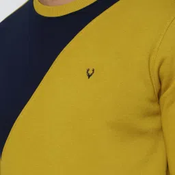 Allen Solly Yellow Cotton Regular Fit Colour Block SweatShirt image 4