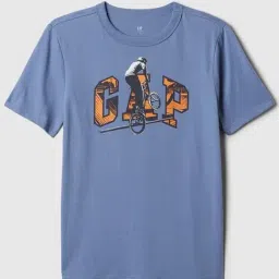 GAP Boys Blue Regular Fit Short Sleeves Graphic T-Shirt-picture-30