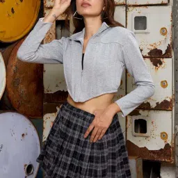 Campus Sutra Grey Cotton Regular Fit Jacket image 4