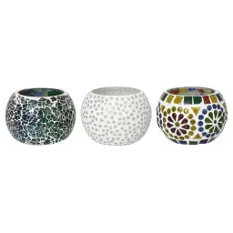 eCraftIndia Set of 3 Mosiac Glass Decorative Tea Light Holder/Diya image 3