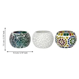 eCraftIndia Set of 3 Mosiac Glass Decorative Tea Light Holder/Diya image 4