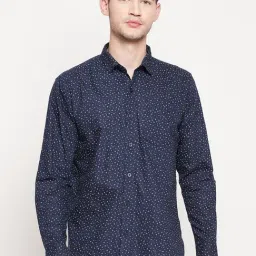 Duke Navy Cotton Slim Fit Printed Shirt-picture-44