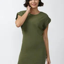Forever 21 Olive Cotton Bodycon Dress-picture-15