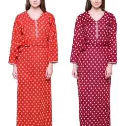 Secret Wish Maroon & Orange Printed Nighty Pack of - 2-picture-12