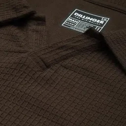 Dillinger Chocolate Brown Loose Fit Cotton Oversized Polo T-Shirt image 4