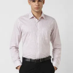 Van Heusen White Cotton Slim Fit Printed Shirt-picture-35