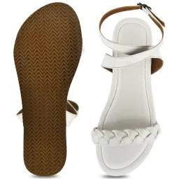 Shoetopia Women's White Back Strap Wedges image 4