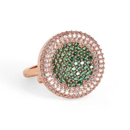 Priyaasi Rose Gold-Plated American Diamond Stone Studded Geometric Adjustable Finger Ring image 2
