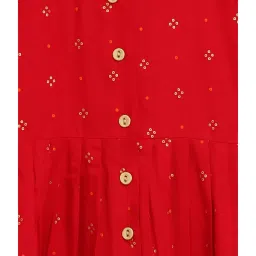 Campana Kids Red & Gold Printed Full Sleeves Kurta with Dhoti image 4