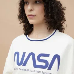 Ginger By Lifestyle White Cotton Regular Fit Printed Sweatshirt image 5