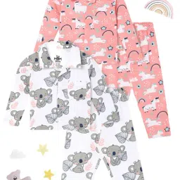 The Mom Store White Cotton Printed Baby Pajama set-picture-14