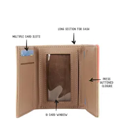 Enoki by Baggit Mitsu Beige & Pink Color Block Tri-Fold Wallet for Women image 4