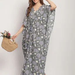 Secret Wish Green Printed Kaftan Nighty image 4