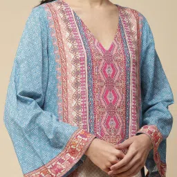 aarke Ritu Kumar Turquoise Printed Kurta With Pant & Dupatta image 4