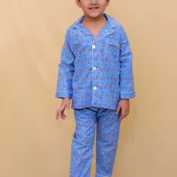 Biglilpeople Unisex Blue Printed Full Sleeves Shirt with Pants-picture-10