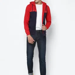 Allen Solly Red Regular Fit Colour Block Hooded SweatShirt image 5