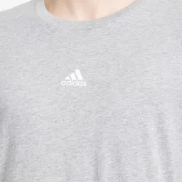 adidas Grey Melange Regular Fit Logo Print Cotton Sports T-Shirt image 4