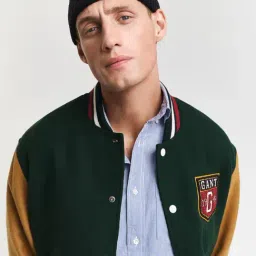 Gant Men Green Color-Blocked Stand Collar Full Sleeves Bomber Jacket image 3