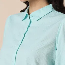 Allen Solly Blue Cotton Self Pattern Shirt image 4