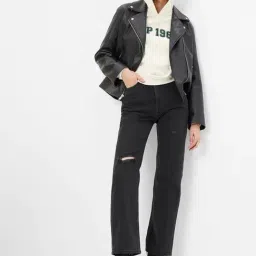 GAP Black Loose Fit Solid High Rise Jeans image 3