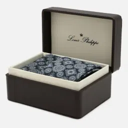 Louis Philippe Grey Embroidered Tie & Pocket Square Gift Set image 4