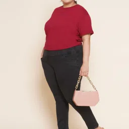 Kiaahvi Plus Size Black Regular Fit Mid Rise Jeans image 4