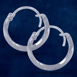 Taraash 92.5 Sterling Silver Engraved Hoop Earrings for Women image 4