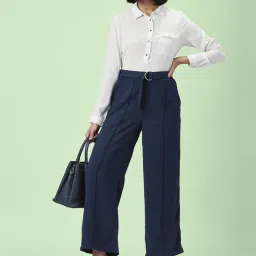 Annabelle by Pantaloons Navy High Rise Trousers image 4