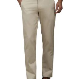 Louis Philippe Beige Slim Fit Solid Trousers-picture-34