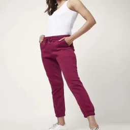 People by Pantaloons Red Mid Rise Joggers image 4