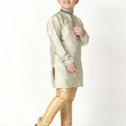 Pro-Ethic Style Developer Kids Light Green & Beige Printed Full Sleeves Kurta with Pyjamas image 4
