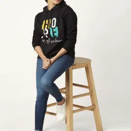 People by Pantaloons Black Cotton Printed Sweatshirt image 4