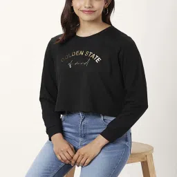 Honey by Pantaloons Black Cotton Graphic Print Sweatshirt image 4