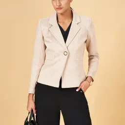 Annabelle by Pantaloons Beige Regular Fit Blazer image 4
