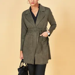 Annabelle by Pantaloons Green Regular Fit Long Jacket image 4