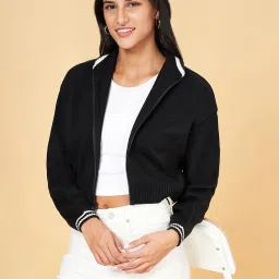 People by Pantaloons Black Self Pattern Jacket image 4