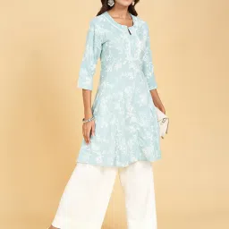 Rangmanch by Pantaloons Blue Cotton Printed A Line Kurta image 4