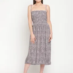 TAG 7 Grey Animal Printed A-Line Dress image 1