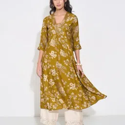 Rangmanch By Pantaloons Yellow Regular Fit Printed Kurta-image-44