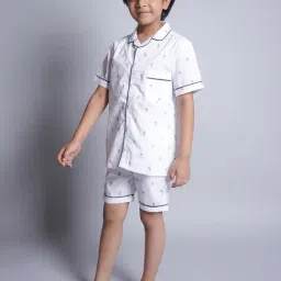 Biglilpeople Unisex White Printed Shirt with Shorts-image-14
