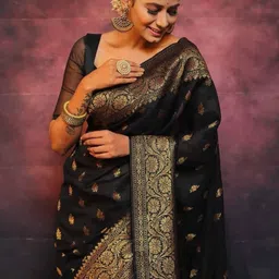 Dinesh Ethnic Traditional Wear Ethnic Motifs Woven Design Zari Saree With Blouse Piece image 2