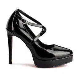 London Rag Women's Black Ankle Strap Stilettos image 1