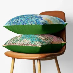 Bianca Ruyal Blue & Beige Microfibre Medium Cushion Cover - Set of 2 image 2