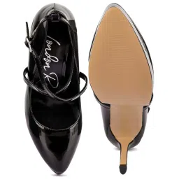 London Rag Women's Black Ankle Strap Stilettos image 3