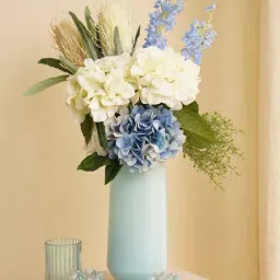 Pure Home and Living Blue Glass Powder Finish Round Vase-picture-31