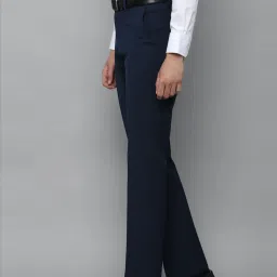 Louis Philippe Permapress Navy Slim Fit Striped Trousers image 3