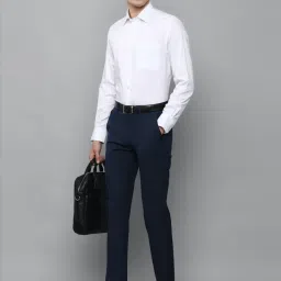 Louis Philippe Permapress Navy Slim Fit Striped Trousers image 5