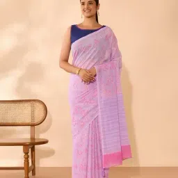 Taneira Violet Cotton Floral Saree-picture-29