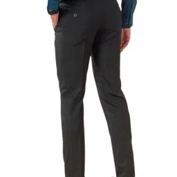 Turtle Black Ultra Slim Fit Chequered Trousers image 4